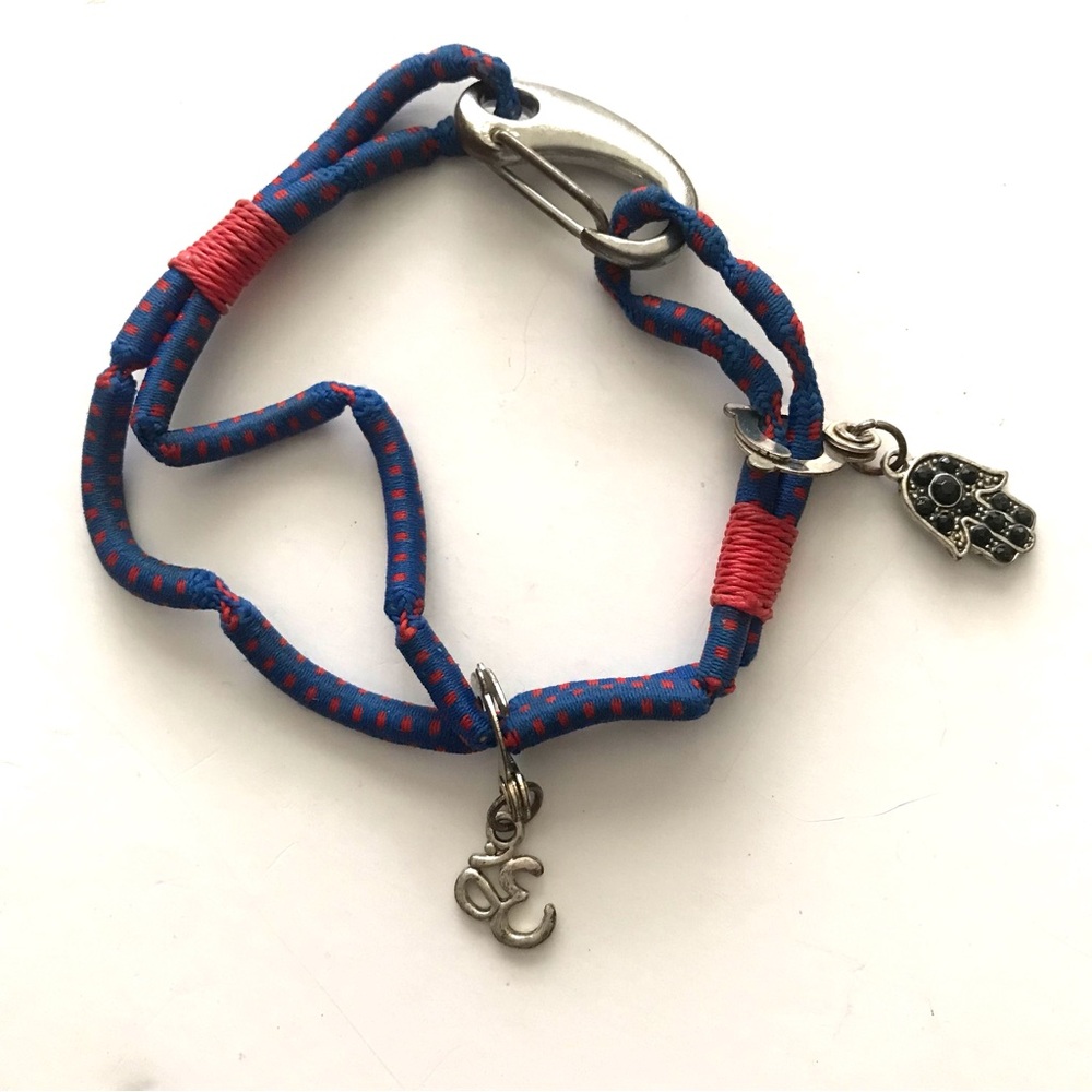 Blue and Red Bungee Cord Charm Bracelet - Unbranded
